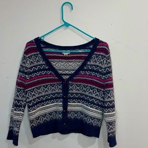 Lands End Canvas Cotton/Wool/Angora Knit Cardigan Size Small